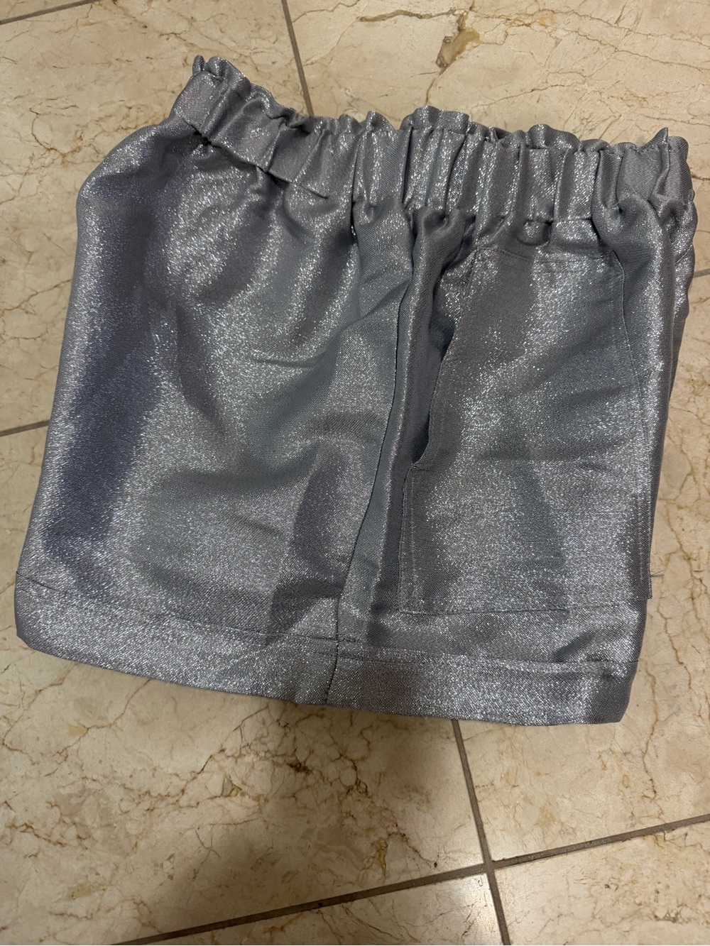 🆕 Silver Shimmer Elastic Waist BohoShorts- Oversized Medium